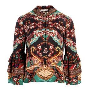 Alice+Olivia Liberty Tiered Ruffle Blouse, XS